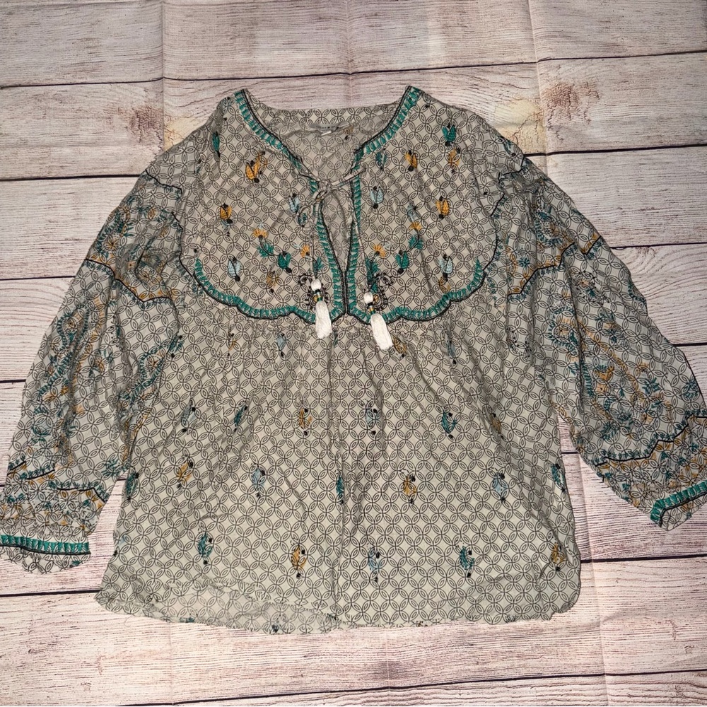 Lucky Brand Green Floral Blouse